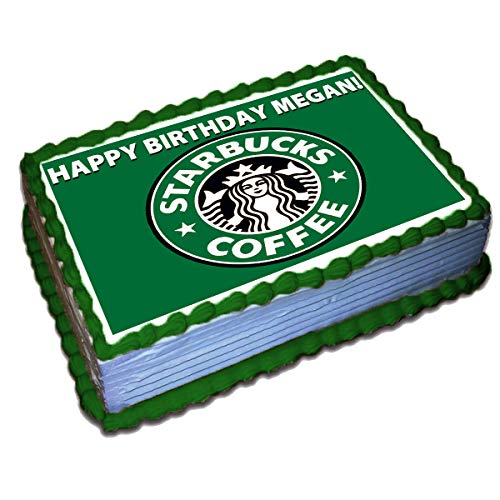 Product Cover Starbucks Personalized Cake Toppers Icing Sugar Paper 1/4 8.5 x 11.5 Inches Sheet Edible Frosting Photo Birthday Cake Topper Fondant Transfer (Best Quality Printing)