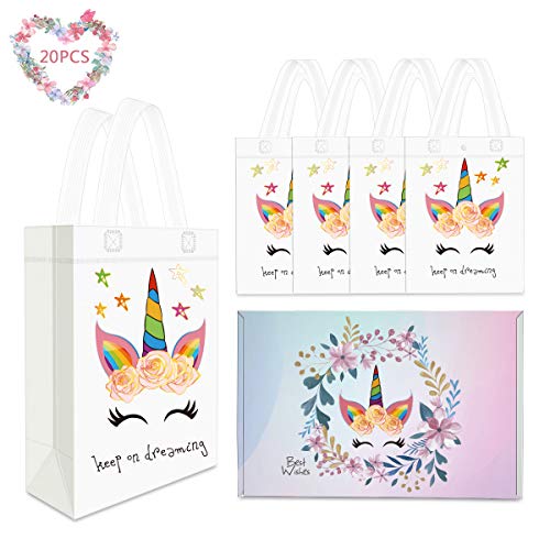 Product Cover 20 Pack Party Favor Gift Bags with Dreamlike Design - Reusable Gift Tote Bags, Goodie Small Gift Toy Treat Favor Bags for Kids Themed Baby Shower Birthday Party