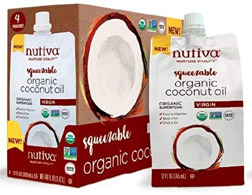 Product Cover Nutiva Organic, Unrefined, Virgin Coconut Oil, Squeezable 12-ounce Pouch (Pack of 4)