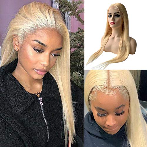 Product Cover #613 Blonde Straight Human Hair 13x6 Lace Front Wigs 16 Inch Soft Straight Brazilian 613 Lace Front Wig 150% Density Pre Plucked Hairline with Baby Hairs