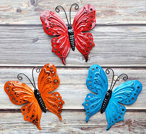 Product Cover ShabbyDecor Metal Butterfly Hanging Decoration for Indoor or Outdoor Set of 3