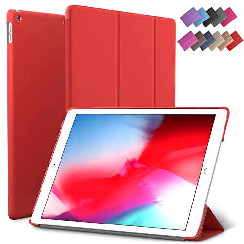 Product Cover iPad Mini 5 case, ROARTZ Red Slim Fit Smart Rubber Coated Folio Case Hard Cover Light-Weight Wake/Sleep for Apple iPad Mini 5th Generation 2019 Model A2133 A2124 A2126 7.9-inch Display
