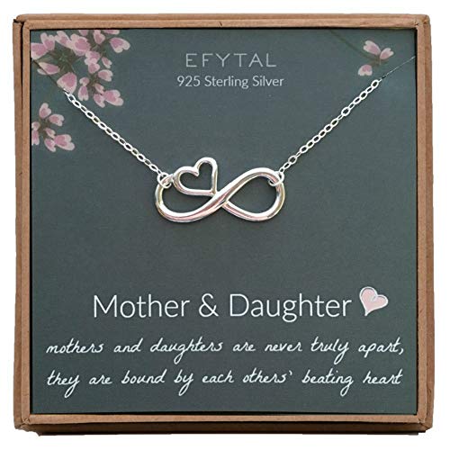 Product Cover EFYTAL Mom Gifts, 925 Sterling Silver Infinity with Heart Necklace for Mother & Daughter, Mom Necklaces for Women, Best Birthday Gift Ideas, Pendant Mother's Day Jewelry For Her, Mothers Day