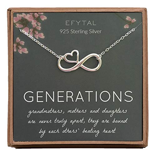 Product Cover EFYTAL Grandma Gifts, 925 Sterling Silver Infinity with Heart Necklace for Grandmother / Mother / Daughter / Granddaughter, Mom Necklaces for Women, Birthday Gift, Mother's Day Jewelry, Mothers Day