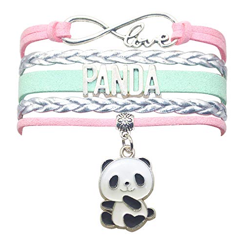 Product Cover Panda Bracelet Jewelry Bear - HCChanshi Cute Infinity Love Panda Charm Bracelet Gifts For Girls, Women, Men, Boys (Pink,Silver and Mint Green)