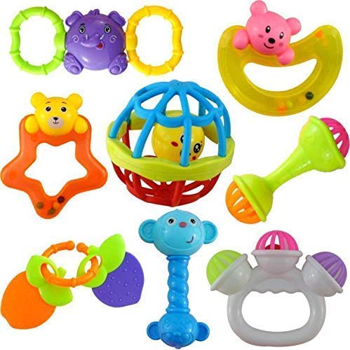 Product Cover ZHENGTU Colorful 7 Rattles and 1 Teether Toy Set for Baby