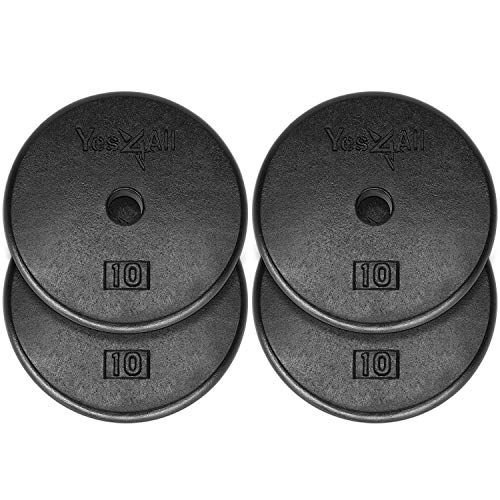 Product Cover Yes4All 1-inch Cast Iron Weight Plates for Dumbbells - Standard Weight Plates (Combo 10lb x 4pcs)