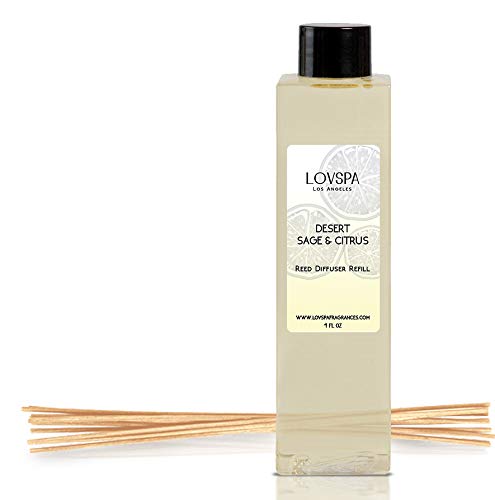 Product Cover LOVSPA Desert Sage & Citrus Reed Diffuser Oil Refill with Replacement Reed Sticks | an Herbal Blend of Aromatic Sage, Luxurious Talc, and Lemon-Lime Essential Oils | Made in The USA