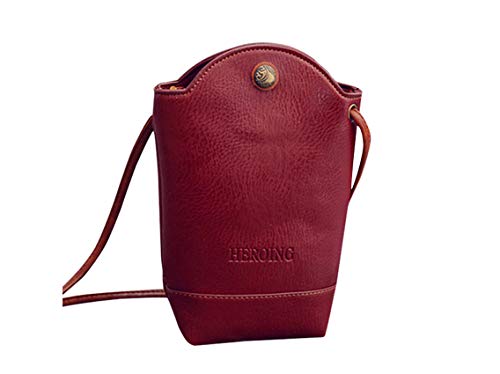Product Cover HYSGM Slim Crossbody Shoulder Bags For Women Messenger Handbag Leather Cell Phone Bag (Red)
