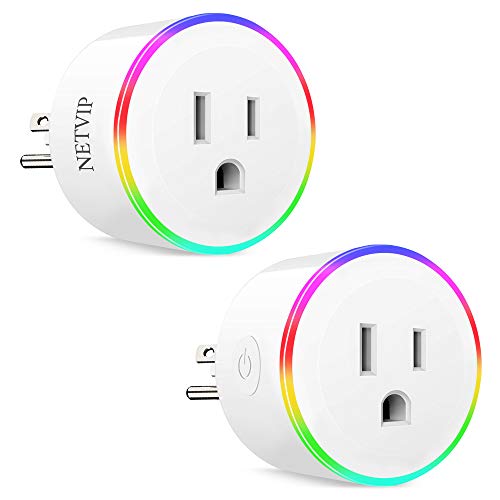 Product Cover WiFi Smart Plug Compatible with Amazon Alexa Google Home IFTTT for Voice Control, Wireless Mini Socket with RGB light, Remote Control Your Home Appliances from Anywhere, ETL and FCC Certified