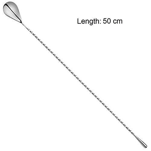 Product Cover NJ Teardrop Bar Spoon, Extra Long Bar Stirrer 50 cm, Cocktail Mixing Spoon Stainless Steel Professional Japanese Style Teardrop End Design : 50 cm