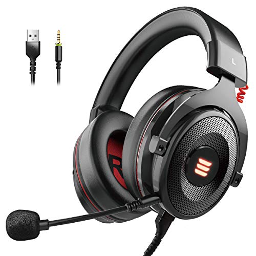 Product Cover EKSA E900 Gaming Headset-Xbox One Headset with 7.1 Surround Sound, PS4 Headset Noise Cancelling Over Ear Headphones with Mic&LED Light, Compatible with PC, PS4, Xbox One Controller, Nintendo Switch