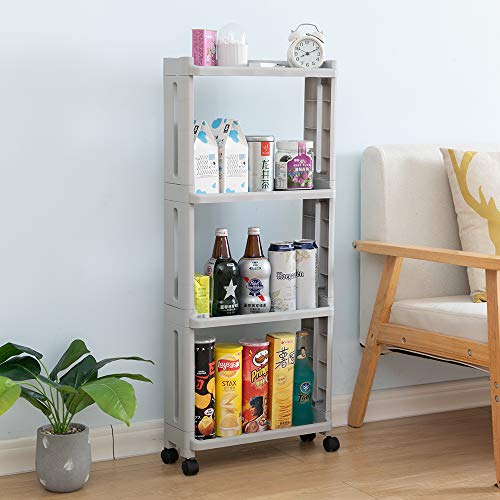 Product Cover LXOICE 4 Layer Space Saving Kitchen Storage Organizer Rack Shelf with Wheels for Kitchen Bathroom Bedroom (Grey)