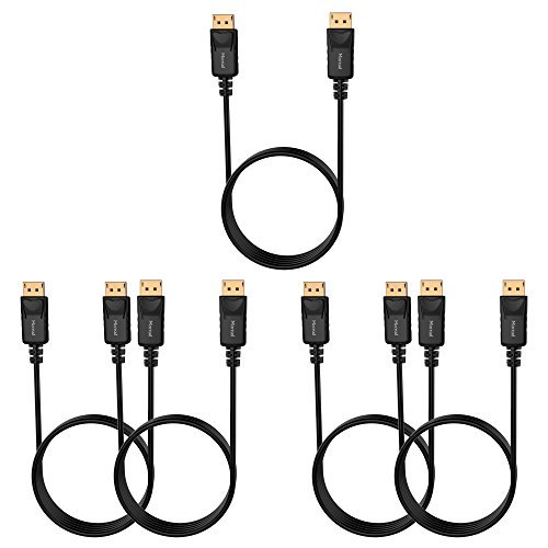 Product Cover Moread DisplayPort to DisplayPort Cable, 6 Feet, 5 Pack, Gold-Plated Display Port Cable (4K@60Hz, 1440p@144Hz) DP Cable Compatible with Computer, Desktop, Laptop, PC, Monitor, Projector - Black