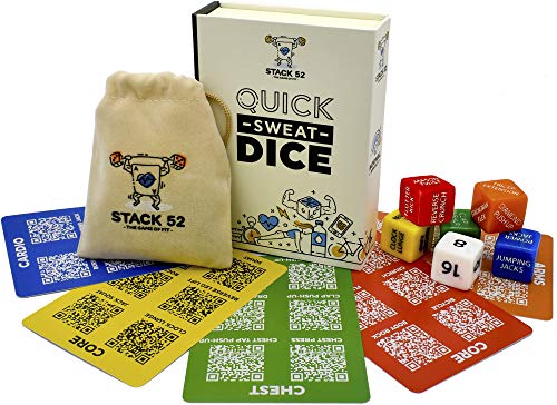 Product Cover Stack 52 Quick Sweat Fitness Dice. Bodyweight Exercise Workout Game. Designed by a Military Fitness Expert. Video Instructions Included. No Equipment Needed. Burn Fat Build Muscle. (2019 Base Set)