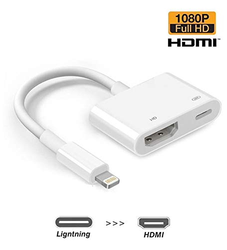 Product Cover Digital AV HDMI Adapter Compatible with iPhone iPad to HDMI Adapter Cable, HDMI Dongle Compatible with iPhone Xs MAX XR X 8 7 6 Plus iPad to HDTV Projector Support 8.0-12.1 and Later (White)