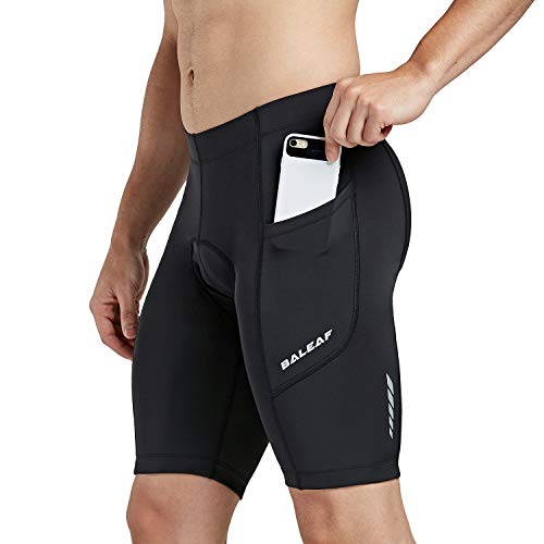 Product Cover BALEAF Men's Cycling Shorts 3D Padded Bicycle Bike Pants with Side Pockets, UPF 50+ and Quick-Dry Black Size M