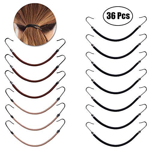 Product Cover YBB 36 Pcs Ponytail Hooks Hair Clips, Hair Styling Elastic Hair Rubber Bands Braid For Thicker Hair(3 Color)