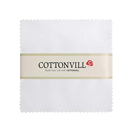 Product Cover COTTONVILL 20count Cotton Solid Quilting Fabric (1pack 5inch Square, 01-White)
