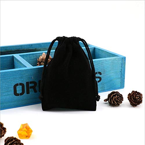 Product Cover Jewelry Storage Bag - Black Drawstring Flannelette Bag for Ring Earrings Stud Bracelet Necklace Storage Bag Organizer 2.76X3.54 inch