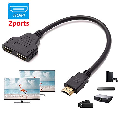 Product Cover HDMI Splitter Cable 1 Male to Dual HDMI 2 Female Y Splitter, Male to Dual HDMI 2 Female Cable Support Two TVs at The Same Time