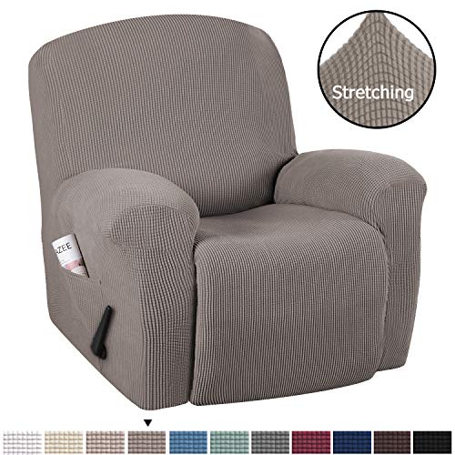 Product Cover H.VERSAILTEX Stretch Recliner Slipcovers 1-Piece Durable Soft High Stretch Jacquard Sofa Furniture Cover Form Fit Stretch Stylish Recliner Cover/Protector (Recliner, Taupe)