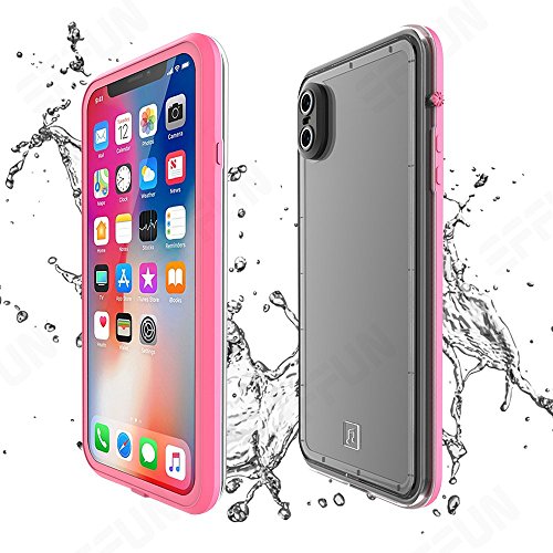 Product Cover EFFUN iPhone X Waterproof Case, IP68 Certified Waterproof Shockproof Dirtproof Snowproof Case Fully Sealed Underwater Protective Cover with Built-in Screen Protector for iPhone X (5.8 inch) Pink