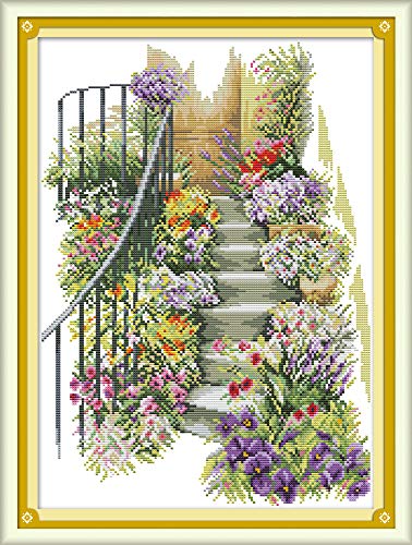 Product Cover Joy Sunday Cross Stitch Kits 11CT Stamped Flower Stairs 16.5