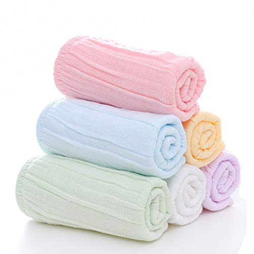 Product Cover Baby Wash Cloth by MUKIN - Premium Baby Muslin Washcloths and Towels for Newborn Baby Face Towel -[New Designed with Organic Muslin Cotton & Elastic Hem]- Great Baby Shower Gift Set of 6(10x10inches)