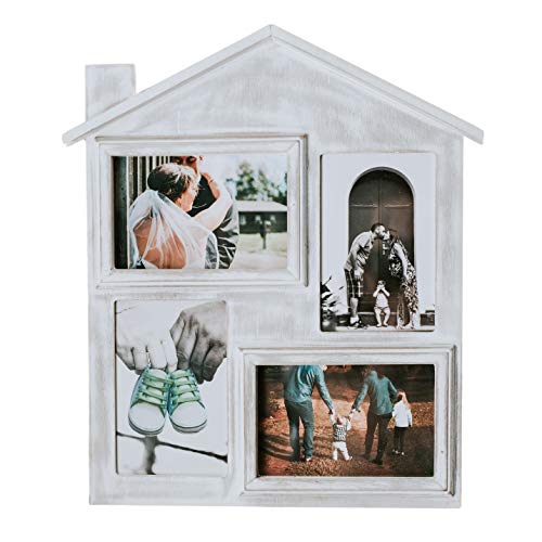 Product Cover Farmhouse Picture Frame with Four 4 x 6 Picture Openings. Rustic Picture Frame is Ideal for Kitchen, Hanging, or Desk. Picture Frame is Rustic & Vintage Farmhouse Good for Table, Desktop or Wall