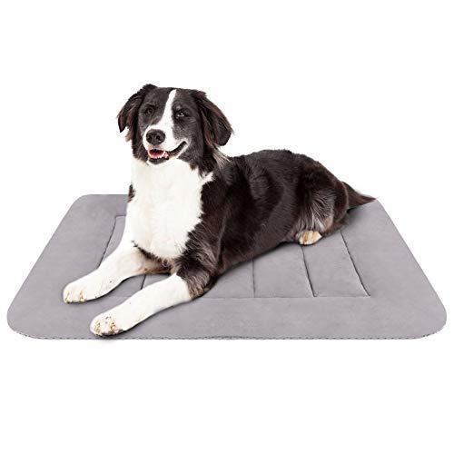Product Cover Hero Dog Medium Dog Bed 35 inch Crate Pad Mat Washable Non Slip Pet Beds for Sleeping Grey M