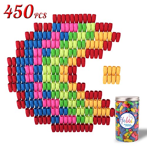 Product Cover Habbi 450pcs Eraser Caps, Pencil Top Erasers, Pencil Cap Erasers, Eraser Tops, color Pencil Eraser Toppers for Home, School and Office