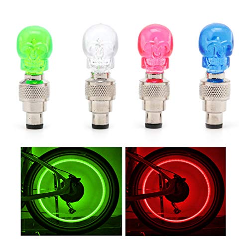 Product Cover Gechiqno 4 Pairs LED Multi-Color Wheel Lights - Car Bike Wheel Tire Tyre Valve Dust Cap, Safety, Waterproof, Motion Activated, Spoke Flash Lights Car Valve Stems & Caps Accessories
