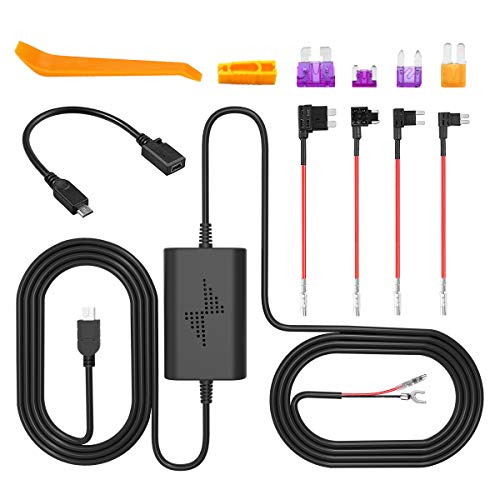 Product Cover Dash Cam Hardwire Kit, 10ft Mini/Micro USB Hard Wire Kit Fuse for Dashcam, DC 12V-30V to 5V Car Dash Camera Charger Power Cord Add Circuit Fuse Holder, Low Voltage Protection