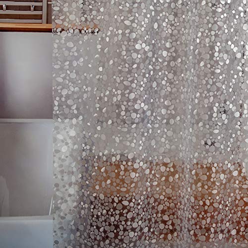 Product Cover Waterproof Shower Curtain Liner 8G EVA Thick Shower Curtain No Smell with Heavy Duty 3 Bottom Magnets, Stain Resistant Shower Liner for Shower Stall, Bathtubs, 3D Pebble Pattern, 72 x 72,12 Hooks