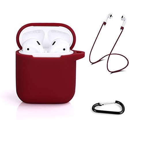 Product Cover AirPods Case, Hammee AirPod Case Soft Silicone Protective Case Cover for Apple AirPods Charging Case, Portable AirPods Charging Case Accessories Compatible with Apple AirPods 1 & AirPods 2 (Burgundy)