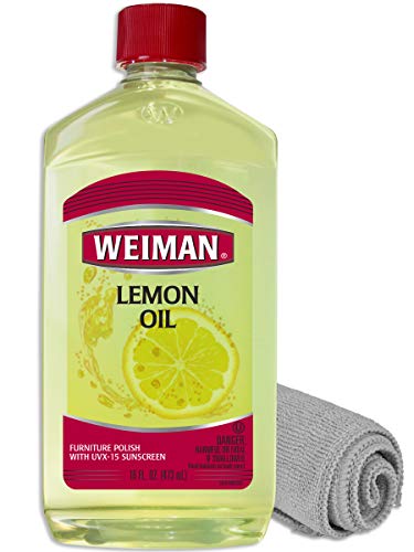 Product Cover Weiman Lemon Oil for Wood and Microfiber Cloth - Ultra Violet Protection, Gently Cleans, Protects, Moisturizes, Restores and Conditions Wood