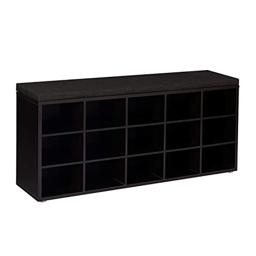 Product Cover VASAGLE Shoe Bench with Cushion, 15-Cube Storage Bench, Holds up to 440 lb, Espresso ULHS15BR