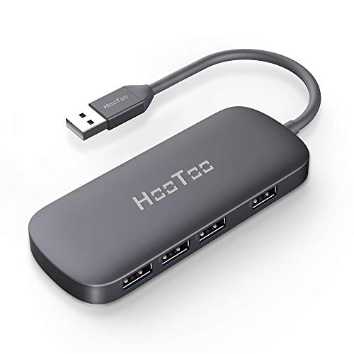 Product Cover USB Hub, HooToo Ultra Slim 4-Port USB 3.0 Data Hub (5Gbps Transfer Speed, Anodized Alloy, Compact, Lightweight, for Mac and Windows OS) (Grey)