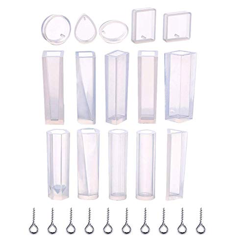 Product Cover Phoneix 15 Pieces Resin Jewellery Making Silicone Pendant Mould and 100 Pieces Eye Screw