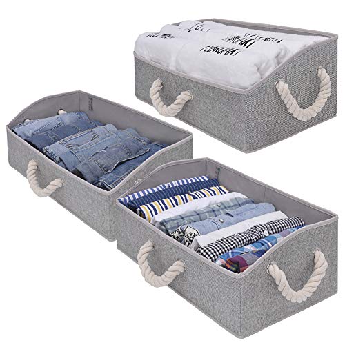 Product Cover StorageWorks Closet Baskets, Cotton Fabric Baskets for Closet Shelves, Foldable Trapezoid Storage Bins, Gray, 3-Pack
