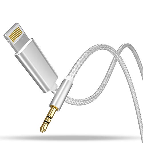 Product Cover HUIRID 3.5MM Aux Cable Compatible with Phone X Car AUX Cable to 3.5mm Aux Adapter Cord Compatible for Phone XS/XS Max/X/8/8 Plus/7/7Plus Pod Pad,Headphone,Stereo,Speaker (Silver)