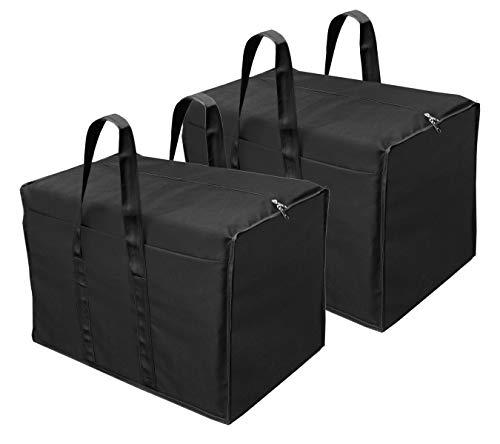 Product Cover Storite 2 Pack Multi-Purpose Storage Bag/Clothing Storage Organiser/Toy Storage Bag/Stationery Paper Storage Bag with Zipper Closure and Strong Handle-(Black, 57x 36.8X 40.5 cm)