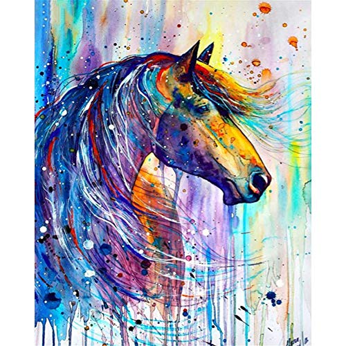 Product Cover DIY 5D Diamond Painting Kit for Adult Kids, Full Drill Color Horse Embroidery for Home Wall Decor Painting Arts Craft