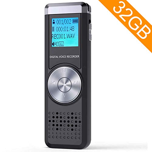 Product Cover 32GB Digital Voice Recorder,TENSAFEE Dictaphone Sound Activated Recorder, Portable Rechargeable HD Audio Recorder,MP3 Player/A-B Repeat,Voice Recorders for Lectures/Meetings/Interviews/Class