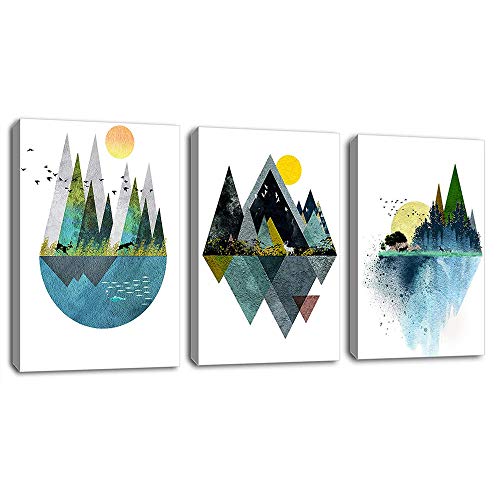Product Cover Wall Art for Living Room Sunset Canvas Prints Picture Bathroom Wall Decor Abstract Geometric Mountains Artwork Landscape Canvas Painting Deer Murals for Walls Bedroom Office 12