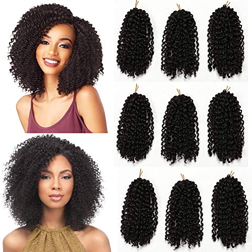 Product Cover 9 Bundles/Lot Marlybob Crochet Hair Kinky Curly Twist Hair Extension 8 Inch Short Jerry Curly Crochet Braids Synthetic Braiding Hairpieces (#1B)