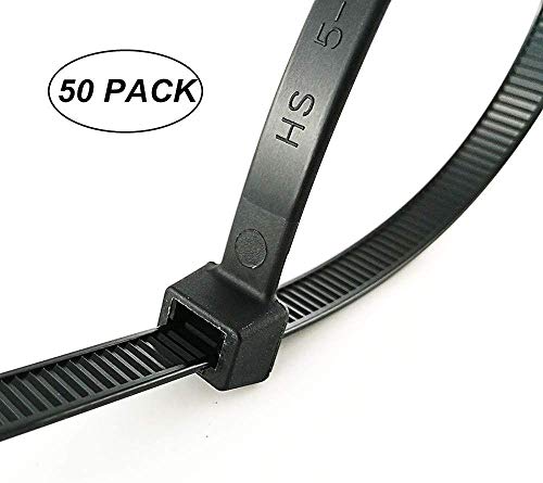 Product Cover Heavy Duty 26 Inch Cable Zip Ties,Strong Large Nylon Zip Ties with 200 Pounds Tensile Strength, (50 Pack) 0.39 Inch Wide Industrial Zip Ties, Indoor and Outdoor UV Resistant