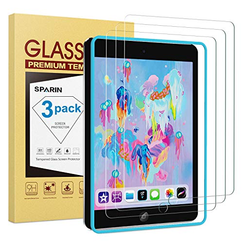 Product Cover [3 Pack] Screen Protector for iPad 9.7 (2018 & 2017) / iPad Pro 9.7, SPARIN Tempered Glass with Apple Pencil Compatible/Ultra Clear/Scratch Resistant