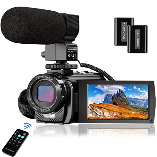 Product Cover Video Camera Camcorder MELCAM 1080P 30FPS 24MP 3.0 Inch Screen Digital Camera with Microphone and Remote Control and 2 Rechargeable Batteries and Webcam Recorder